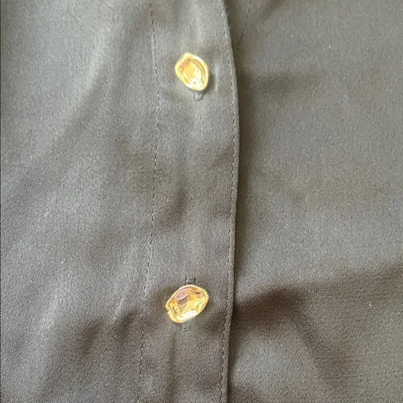 Vici Black Button Down Shirt with Feather Trim - Picture 4 of 4